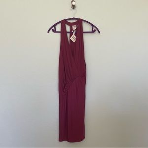 NWT Haute Hippie Bordeaux Racer Back Criss Cross Front Dress